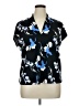 Nine West Floral Black Short Sleeve Blouse Size 0X - photo 1