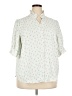 Ann Taylor Floral Teal 3/4 Sleeve Button-Down Shirt Size XXL - photo 1