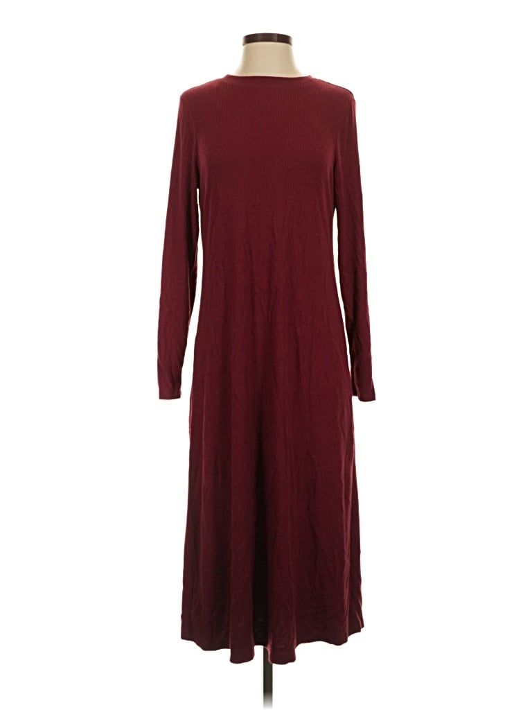 Pre-owned Time And Tru Casual Dress In Burgundy