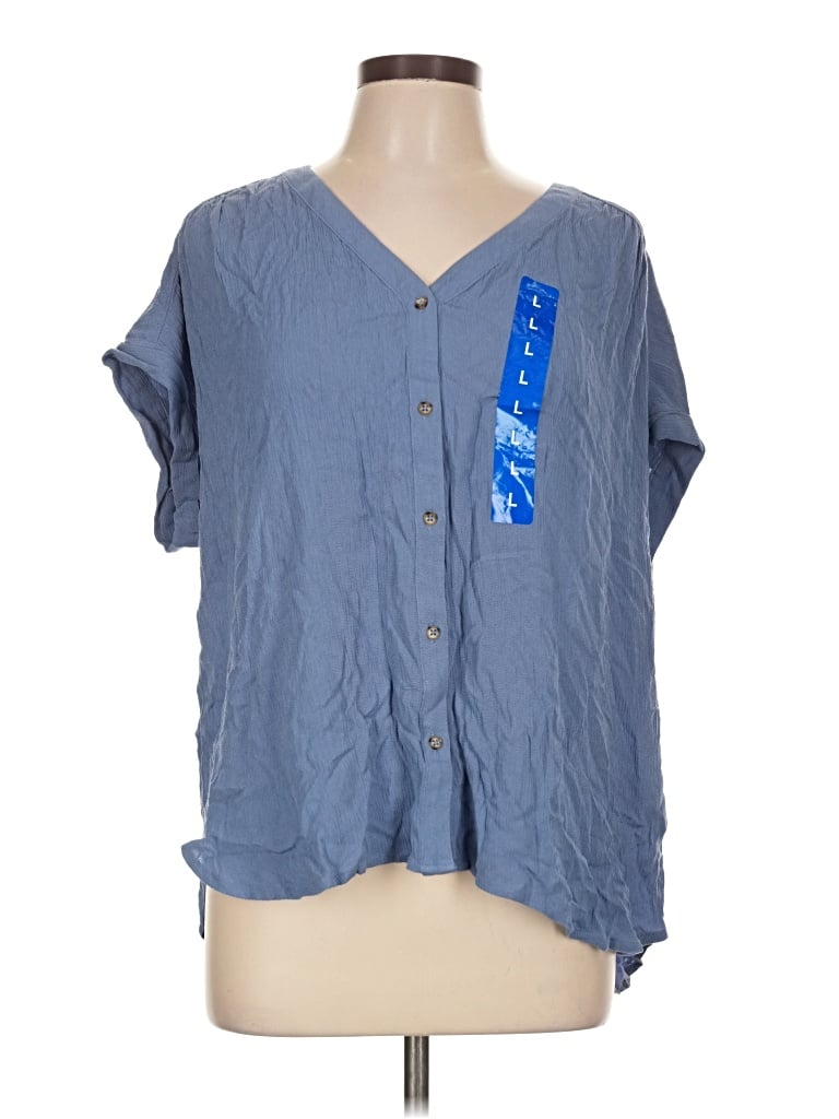 Pre-owned Orvis Short Sleeve Blouse In Blue