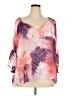 Como Black 100% Polyester Pink 3/4 Sleeve Blouse Size 2X - photo 1