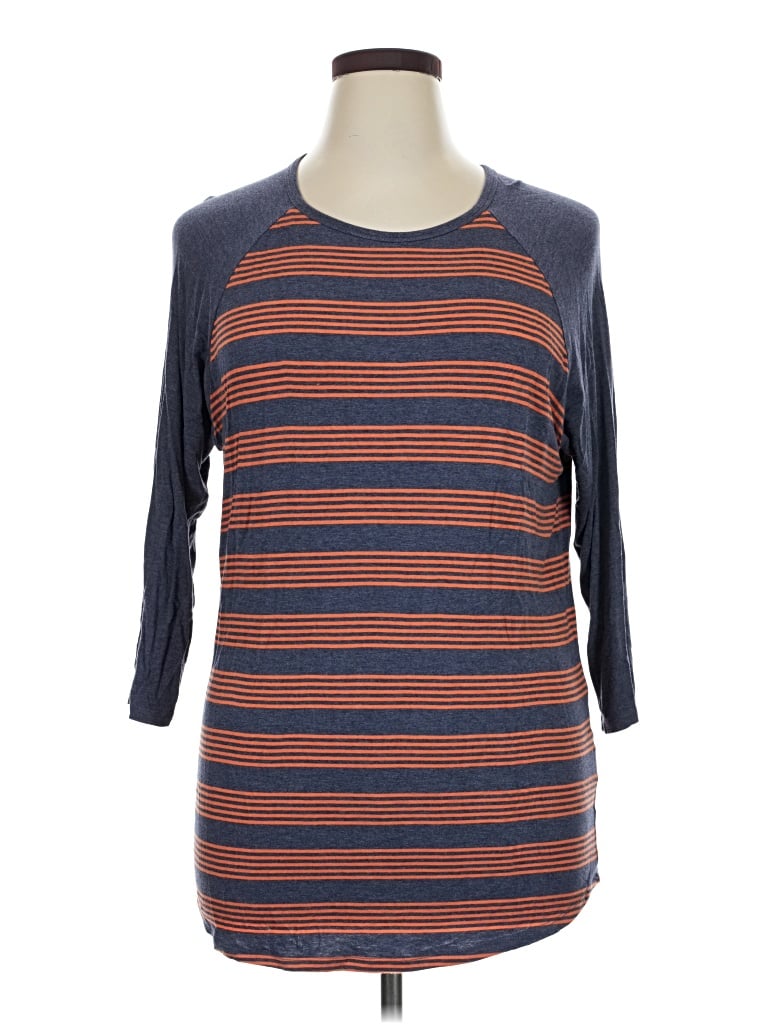 Pre-owned Lularoe 3/4 Sleeve Top Blue Crew Neck Tops