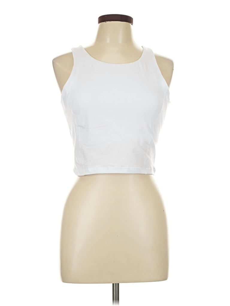 Pre-owned Lezat Tank Top White Halter Neckline Tops
