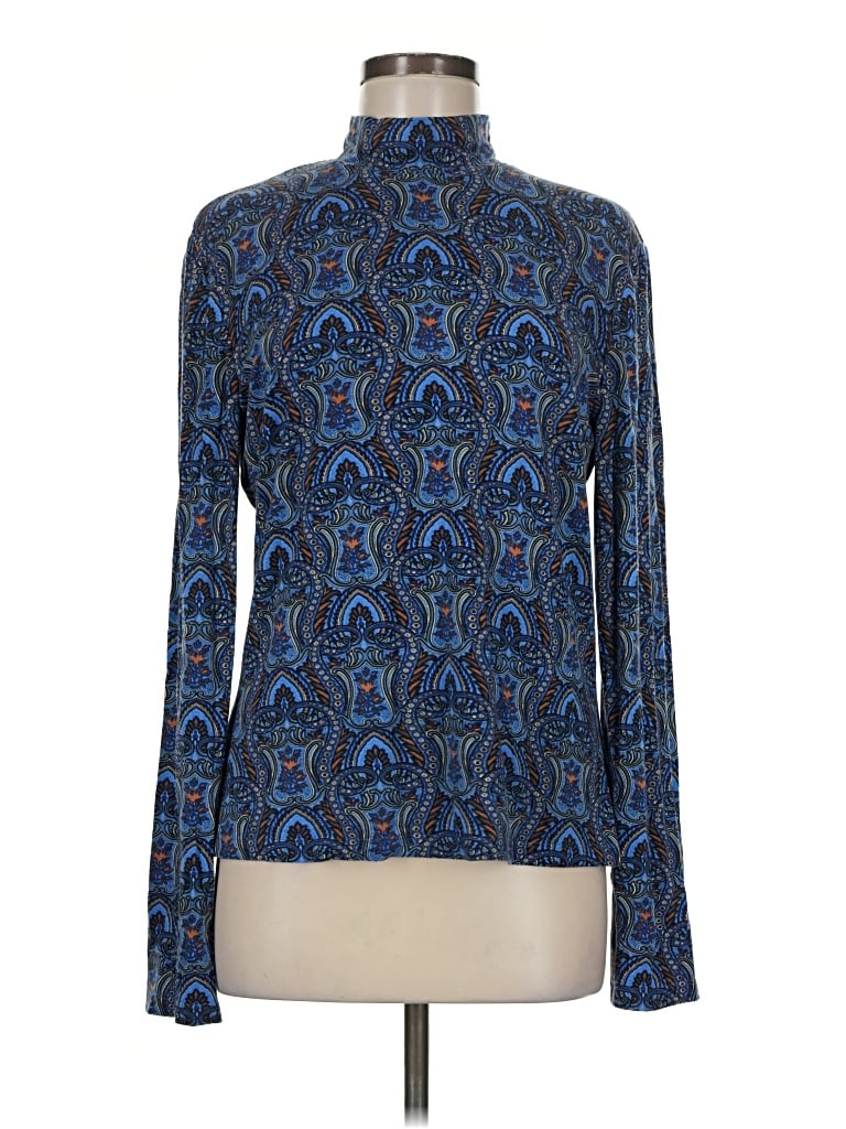 Pre-owned St John Long Sleeve Blouse In Blue