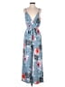 Shun bo 100% Polyester Tropical Blue Jumpsuit Size M - photo 1