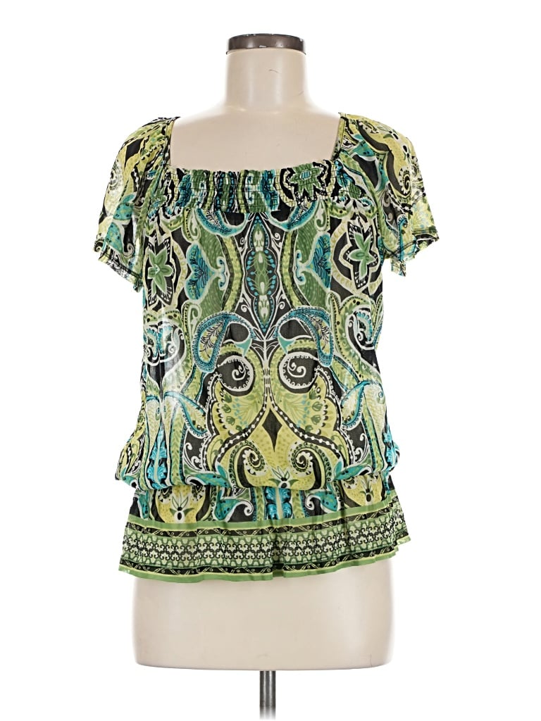 Pre-owned Apt. 9 Short Sleeve Blouse In Green