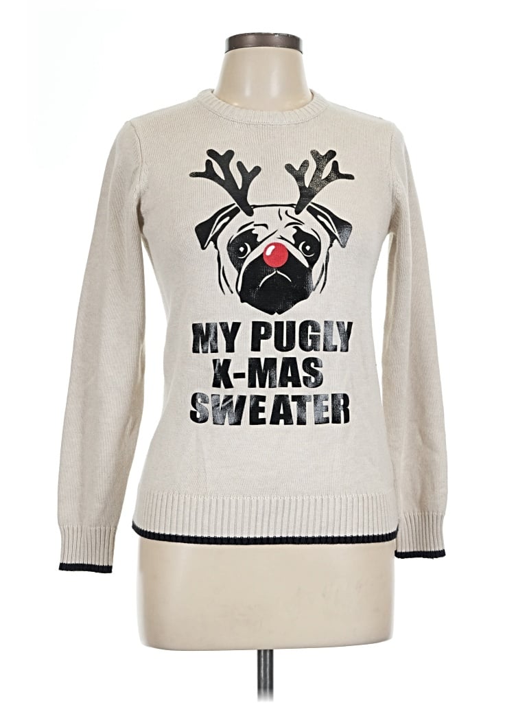 Pre-owned H&m Pullover Sweater In Ivory