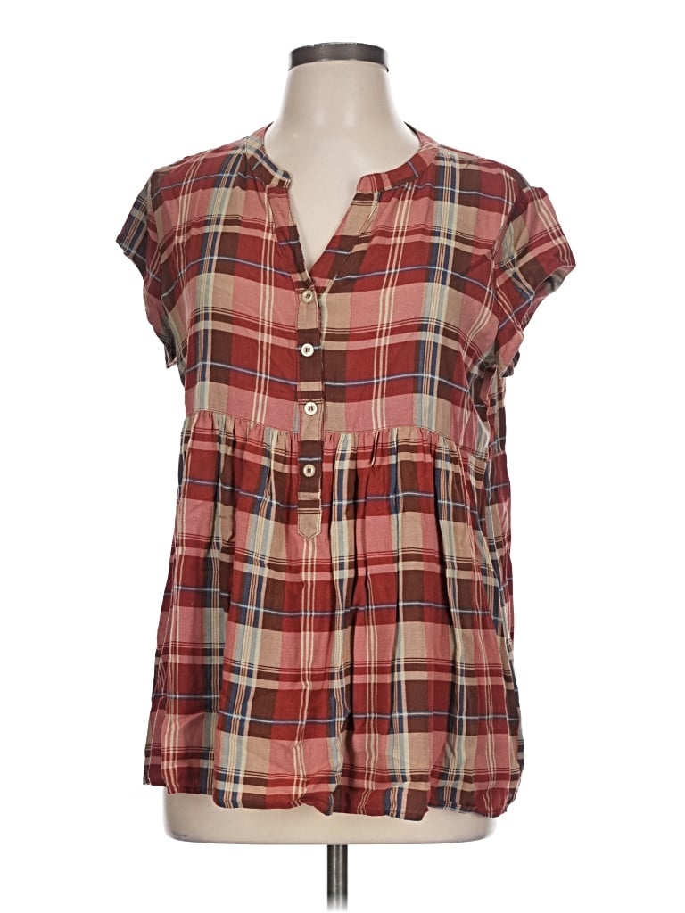 Pre-owned Fun2fun Short Sleeve Blouse In Brown