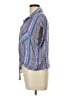 Keep In Touch 100% Rayon Stripes Blue Short Sleeve Blouse Size L - photo 5