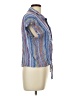 Keep In Touch 100% Rayon Stripes Blue Short Sleeve Blouse Size L - photo 4