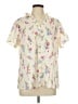 Unbranded 100% Polyester Floral Ivory Short Sleeve Blouse Size L - photo 1