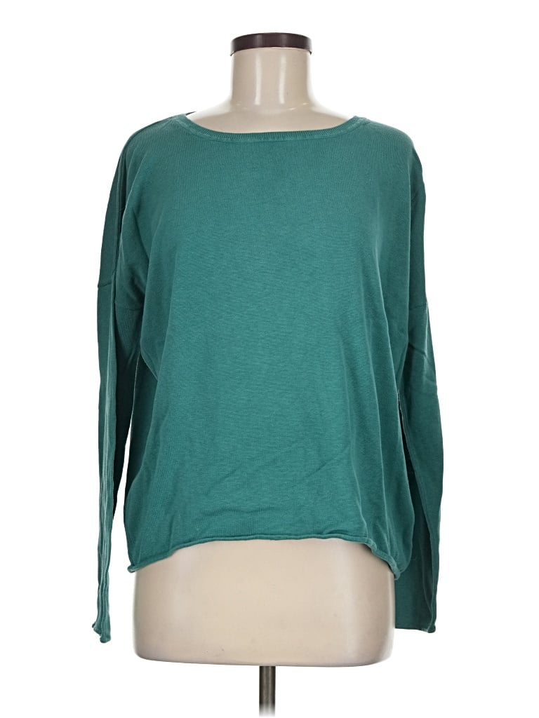 Pre-owned Garnet Hill Silk Pullover Sweater In Teal