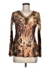 New Directions 100% Polyester Animal Print Brown Long Sleeve Blouse Size M (petite) - photo 1