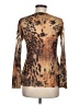 New Directions 100% Polyester Animal Print Brown Long Sleeve Blouse Size M (petite) - photo 2