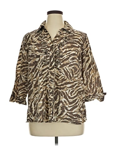 JM Collection 3/4 Sleeve Button-Down Shirt (view 1)