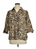 JM Collection 100% Cotton Animal Print Brown 3/4 Sleeve Button-Down Shirt Size 16 - photo 1