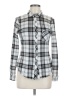 Ultra Flirt Plaid Silver Long Sleeve Blouse Size M - photo 1