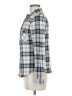 Ultra Flirt Plaid Silver Long Sleeve Blouse Size M - photo 5