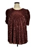 Torrid Metallic Burgundy Short Sleeve Blouse Size 1X Plus (1) - photo 1