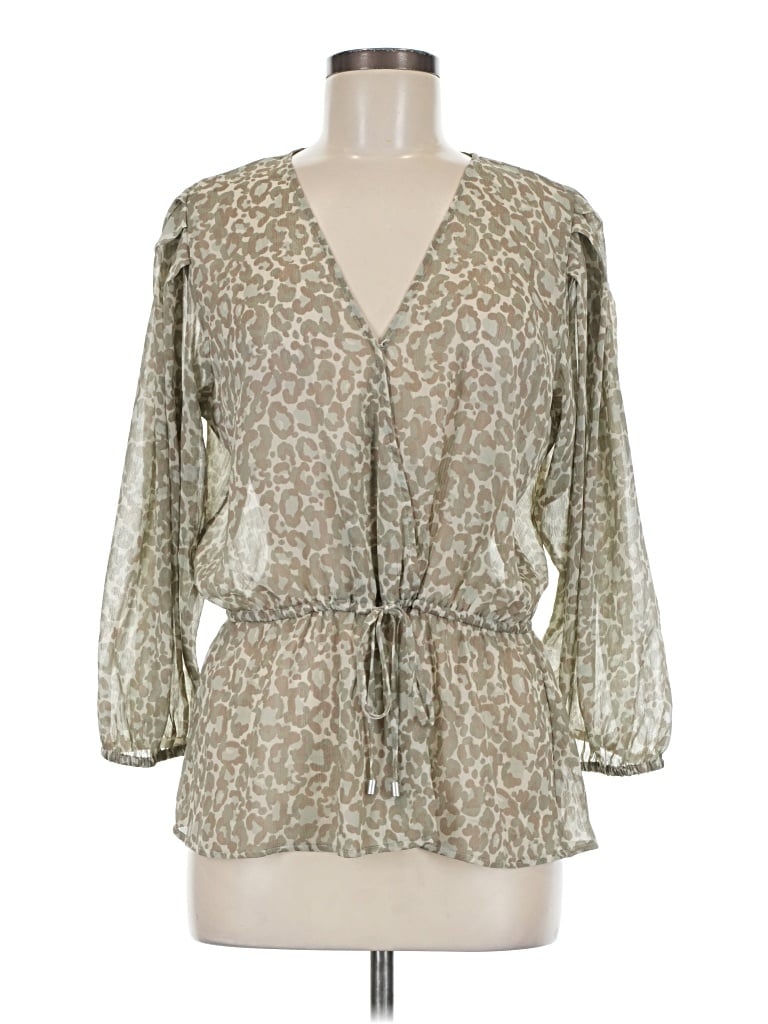 Pre-owned Dkny 3/4 Sleeve Blouse In Tan