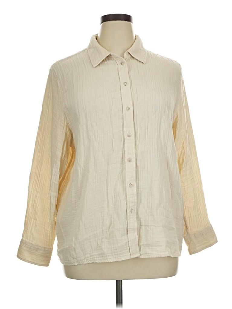 Pre-owned Universal Thread 3/4 Sleeve Button Down Shirt In Ivory