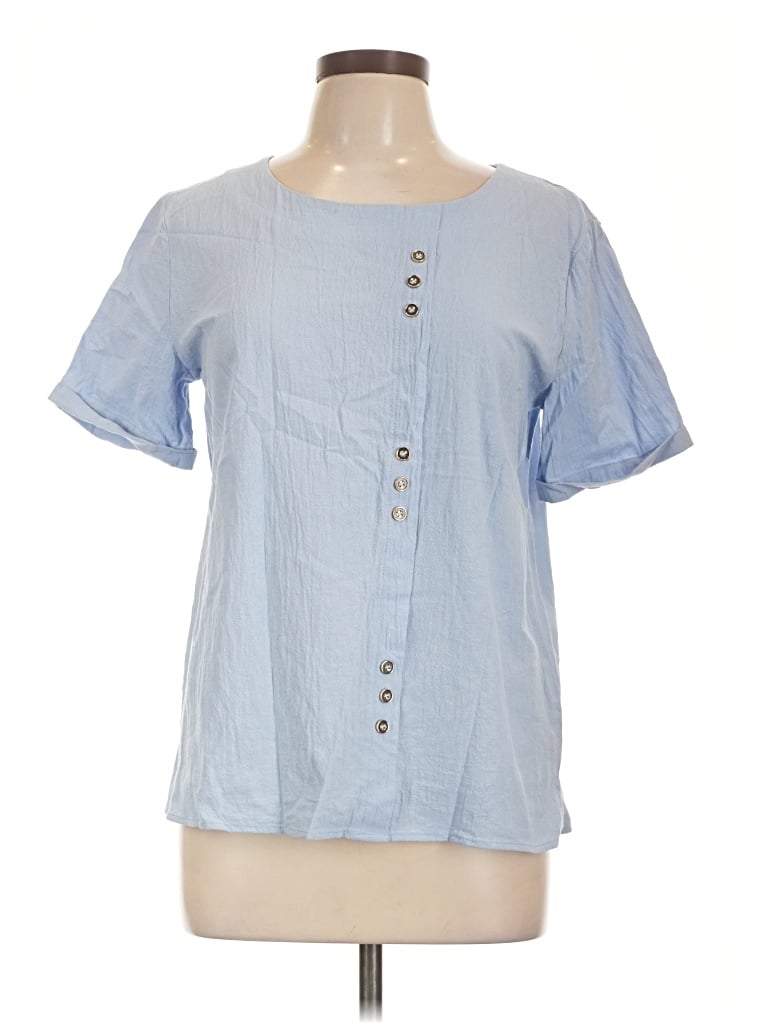 Pre-owned Unbranded Short Sleeve Blouse In Blue