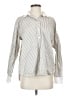 SPANX 100% Cotton Stripes Silver Long Sleeve Button-Down Shirt Size S - photo 1