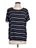 Pleione 100% Polyester Stripes Blue Short Sleeve Top Size L - photo 1