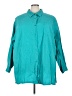 Silhouettes 100% Cotton Solid Teal 3/4 Sleeve Button-Down Shirt Size 5X - photo 1