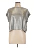MIOU MUSE Metallic Silver Short Sleeve Top Size L - photo 1