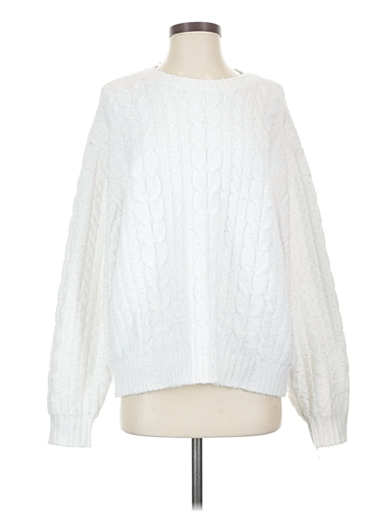 Pre-owned Hollister Pullover Sweater In White
