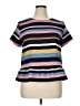 Halogen Stripes Blue Short Sleeve Top Size XL - photo 1