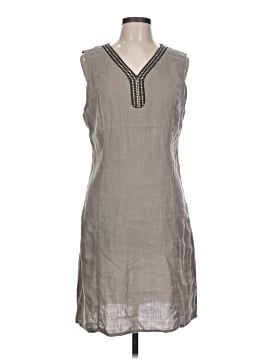 lina tomei linen dress tj maxx Lina Tomei Shift Dress Womens XL Tribal Green Linen Side Panels Pockets Italy