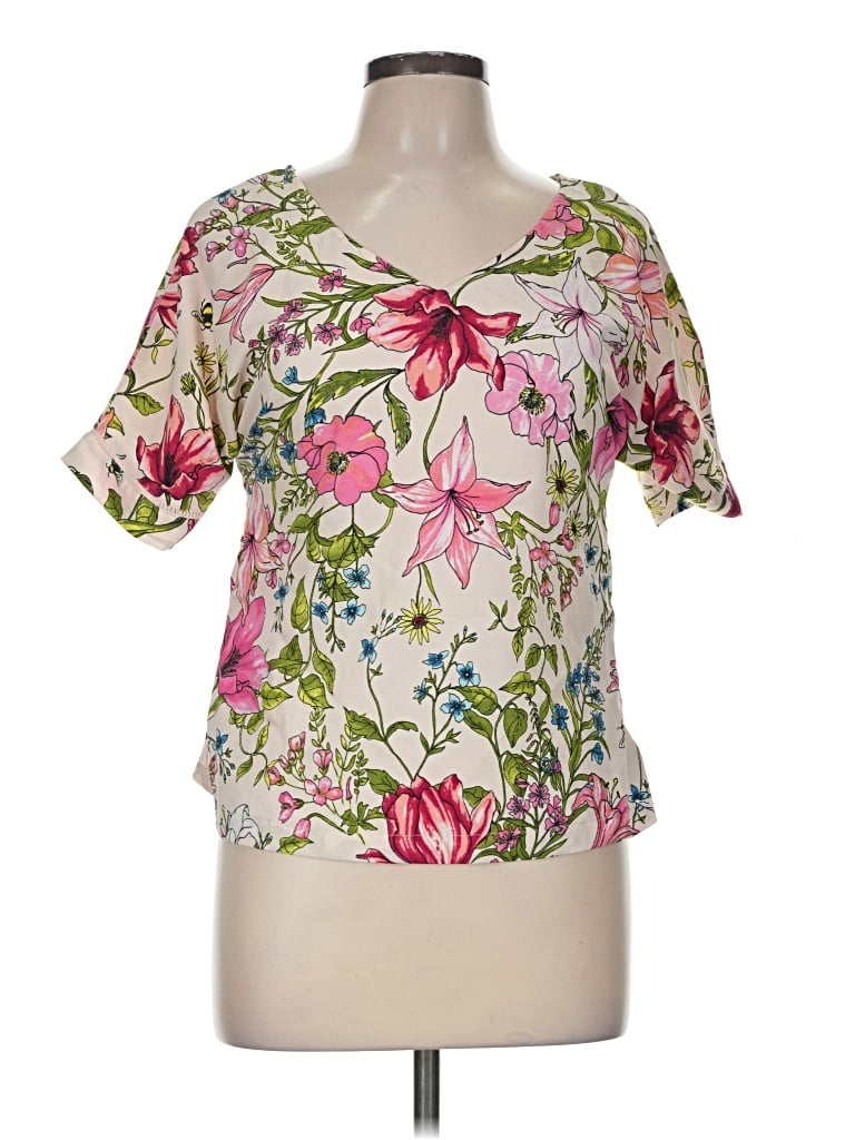Pre-owned M&s Collection Short Sleeve Blouse In Pink