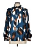 Ann Taylor 100% Polyester Animal Print Blue Long Sleeve Blouse Size M - photo 1