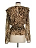 Express 100% Polyester Animal Print Brown Long Sleeve Blouse Size S - photo 2