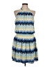 Ramy Brook 100% Polyester Print Blue Casual Dress Size L - photo 1
