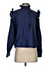 MNG Checkered-gingham Blue Long Sleeve Blouse Size 4 - photo 1