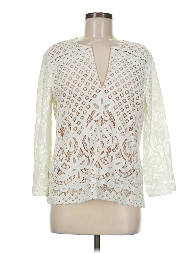 Pre-owned Bcbgmaxazria 3/4 Sleeve Blouse In Ivory