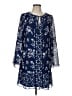 White House Black Market 100% Polyester Blue Casual Dress Size L - photo 1