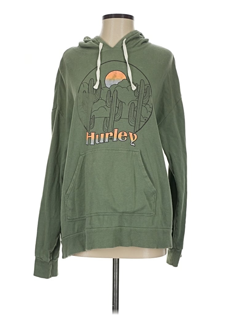 Pre-owned Hurley Pullover Hoodie In Green