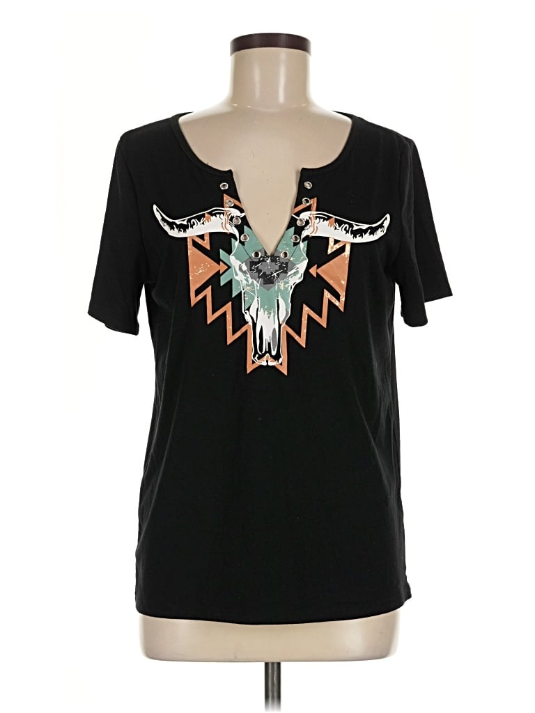 Pre-owned Unbranded Short Sleeve T-shirt In Black