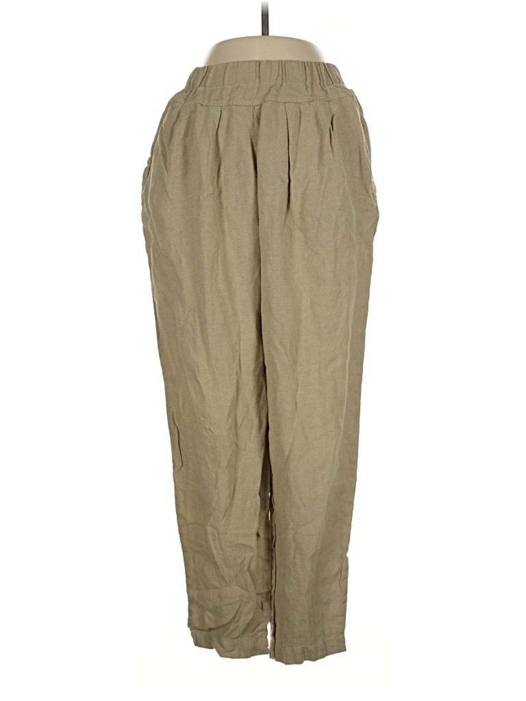 Pre-owned Black Crane Linen Pants In Tan