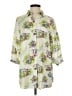 Chico's 100% Linen Print Green 3/4 Sleeve Button-Down Shirt Size Sm (0) - photo 1