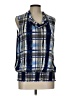 Peck & Peck Checkered-gingham Color Block Plaid Blue Sleeveless Blouse Size L - photo 1