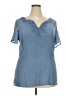 Indigo Rose Blue Short Sleeve Blouse Size 3X - photo 1