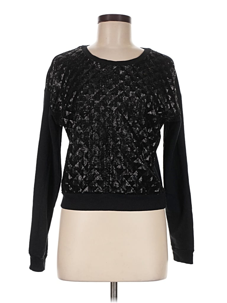 Pre-owned Hollister Long Sleeve Top Black Crew Neck Tops