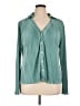 Left Coast by Dolan Metallic Teal Long Sleeve Blouse Size XL - photo 1