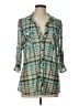 Eden & Olivia Plaid Teal 3/4 Sleeve Blouse Size L - photo 1