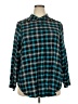 Torrid Plaid Teal Long Sleeve Button-Down Shirt Size 2X (2) - photo 1